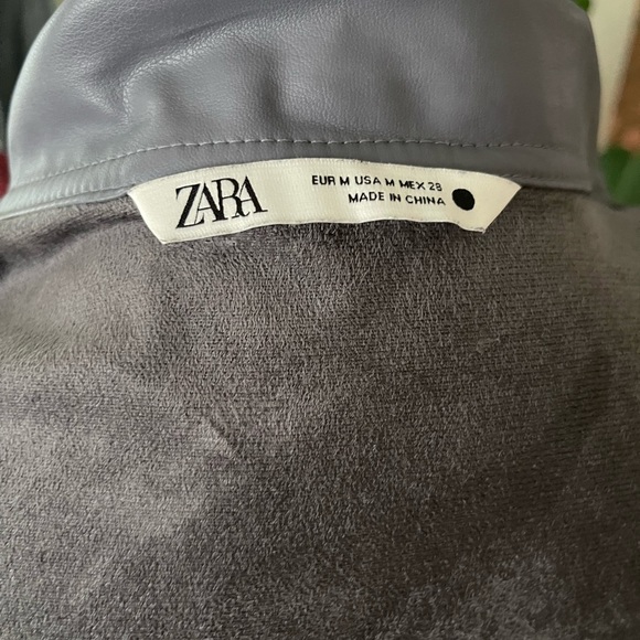 Zara, unique faux leather grey button down. Never been worn - Picture 4 of 4